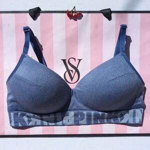 PINK Victoria's Secret Denim Blue Bra Cool &Comfy Size M